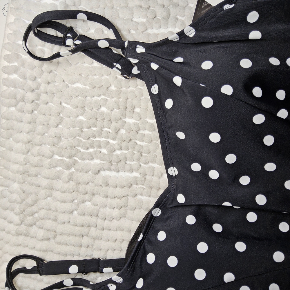 1Swim Solutions Polka Dot Tankini - Black and White Size 10 - Picture 4 of 7